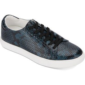 Kenneth Cole New York Kam Black & Blue Snake Embossed Tennis Shoes Sz 5.…